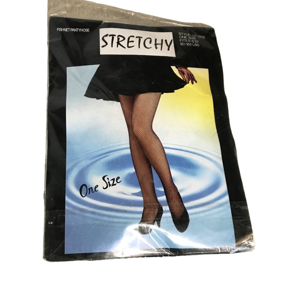 Stretchy Fishnet Pantyhose One Size Fits 5'5"-5'10" 90-165 Lbs Nylon
